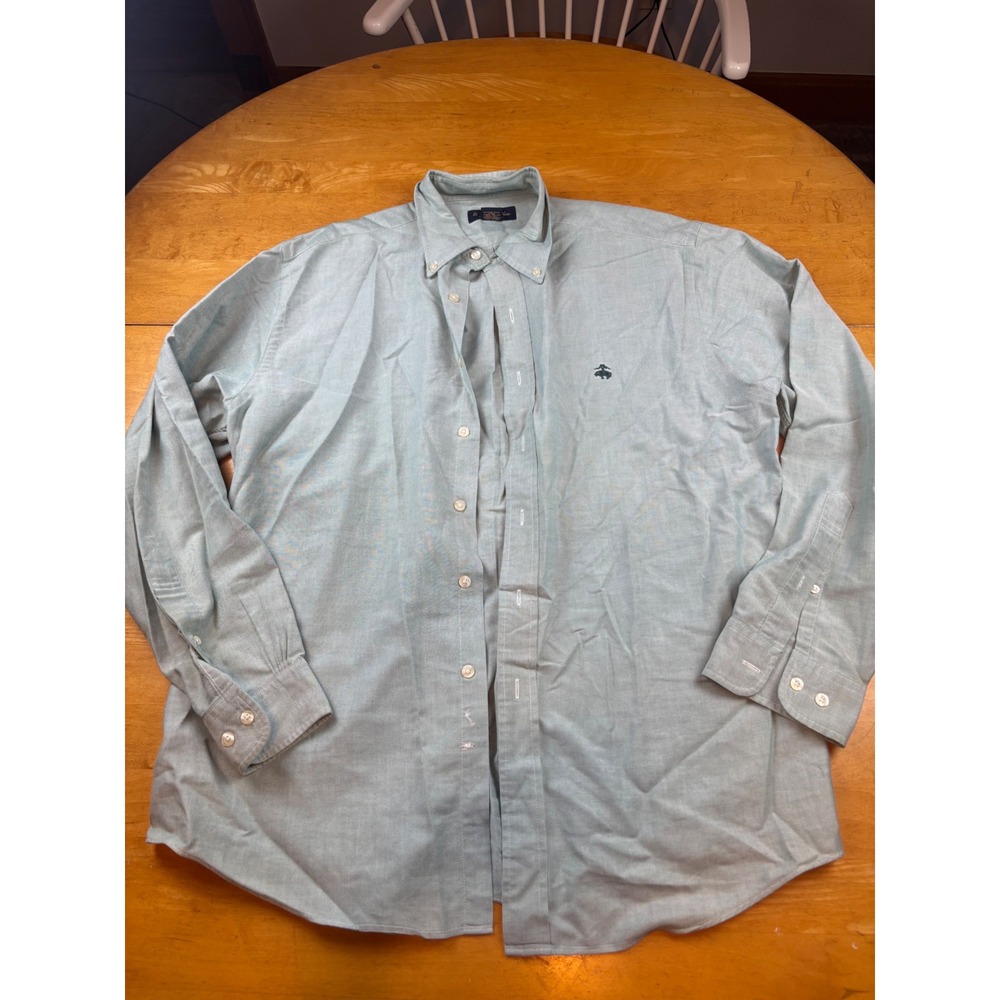 Brooks Brothers Mens L Supima Cotton Oxford Button Down Shirt Sage Green L/S